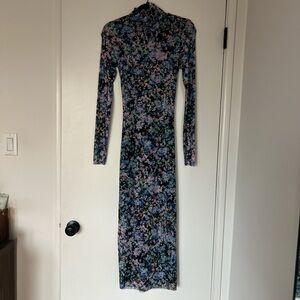 AFRM Black Floral Long Sleeve Maxi Dress